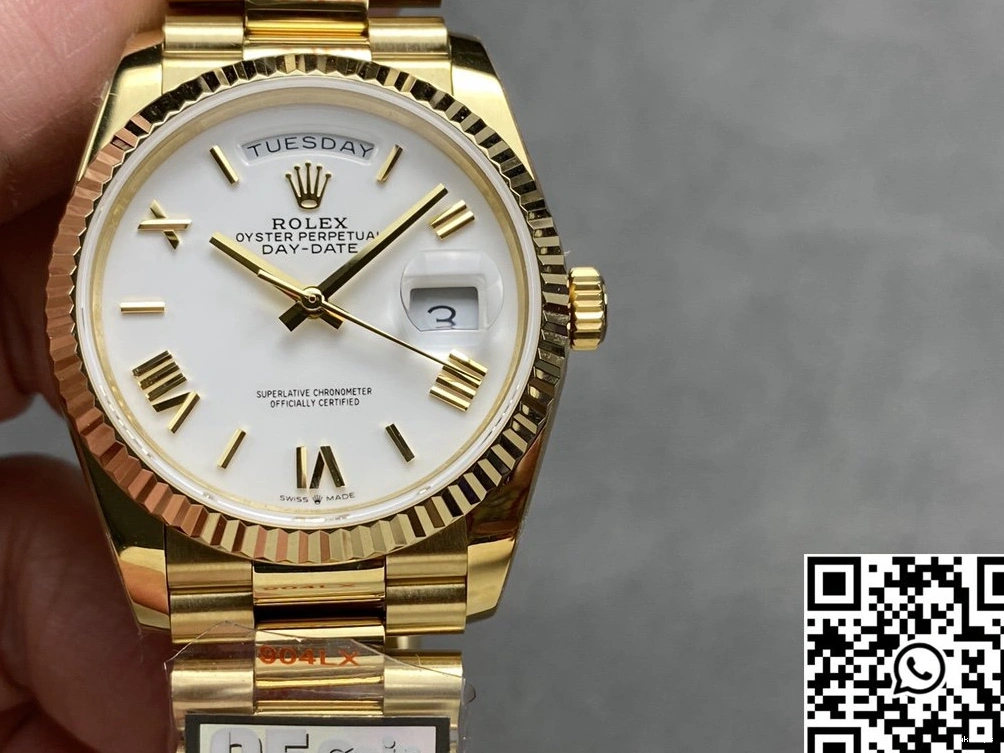 Tungsten White Rolex Factory v5 36mm Date M128238-0113 Gold Day Dial Steel Yellow QF 0501